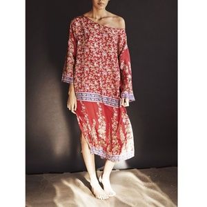 Oversized Bohemian Floral Silk Kimono Caftan
